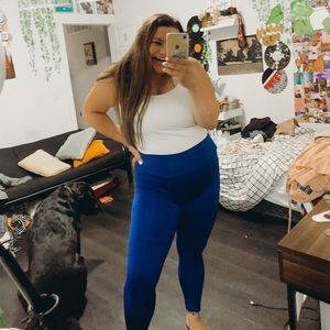 Blue athletic leggings